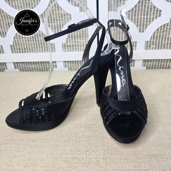 Nina Shoes - Nina Women's Black Viviana Ankle Strap Platform Sandal Size 6.5